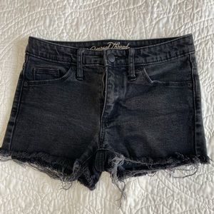 Black denim shorts